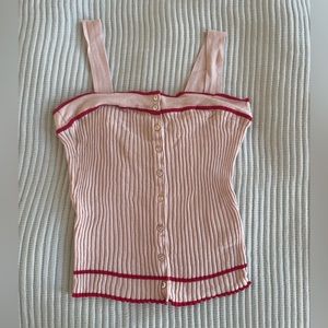 Rouje Jaja knit tank top, pink with red trim